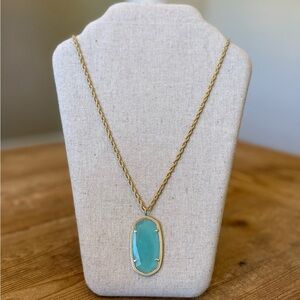 Kendra Scott Gold Necklace with Aqua Pendant